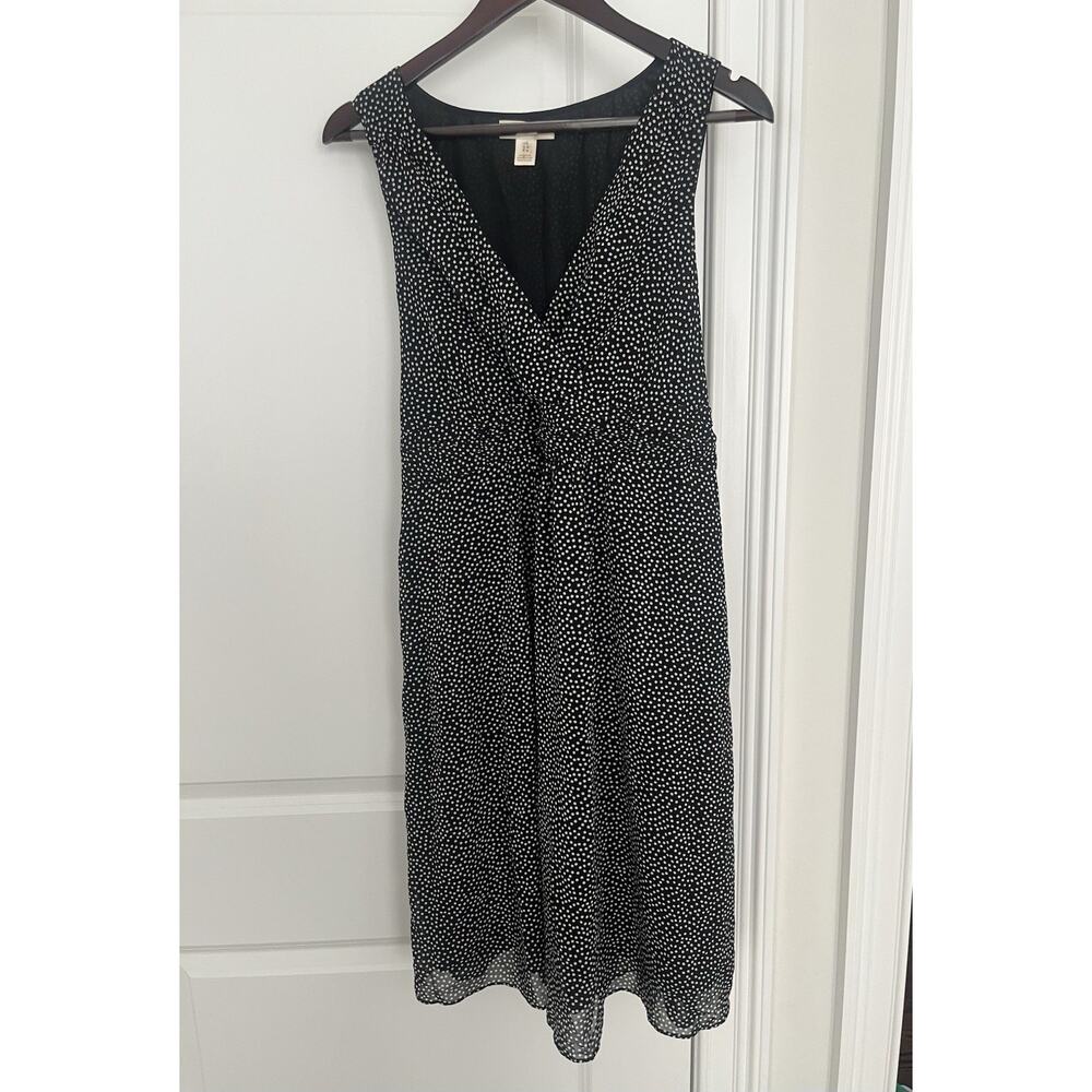 Motherhood Maternity Polka Dot Print Sleeveless Chiffon Dress Sz. L black white